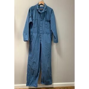 Vintage Union Made Universal Overall Stone Cutter Blue Pin Striped Coveralls Siz